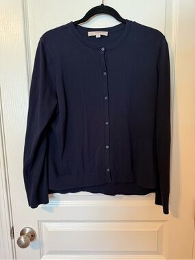 LOFT Navy Blue Classic Button Cardigan